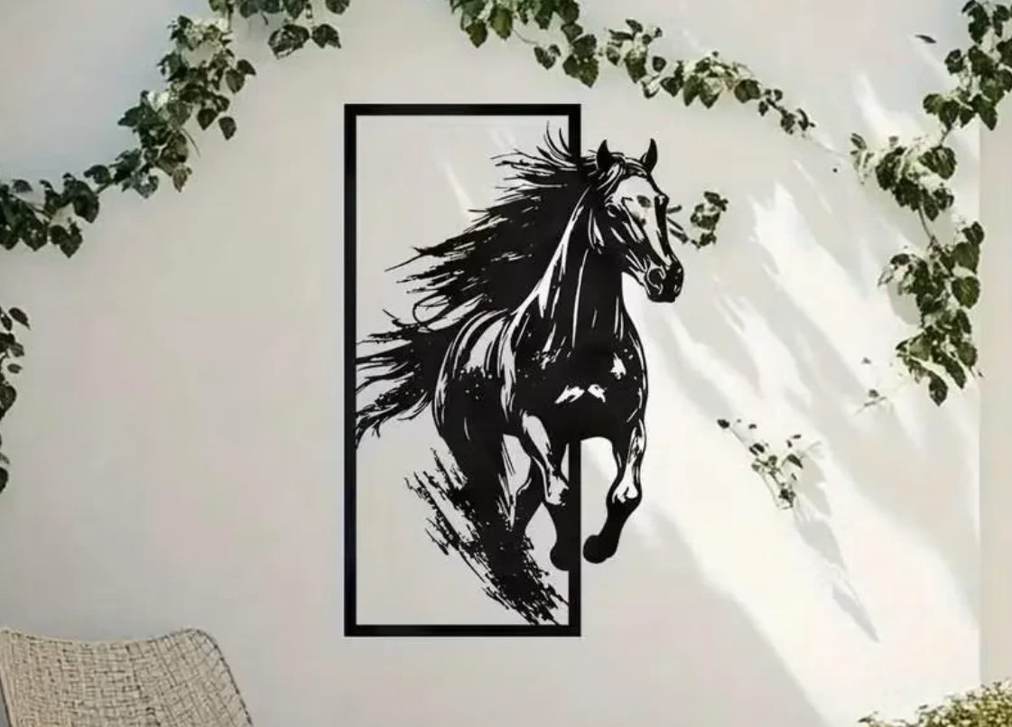 تابلو دکوراتیو چوبی طرح اسب کد2
