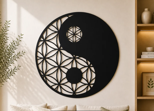 تابلو دکوراتیو چوبی طرح Yin Yang